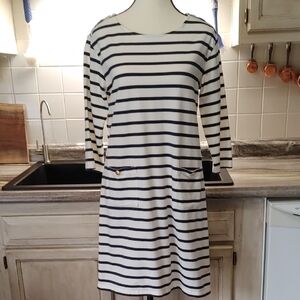 41 Hawthorn Navy and White Striped Long Sleeve Dress